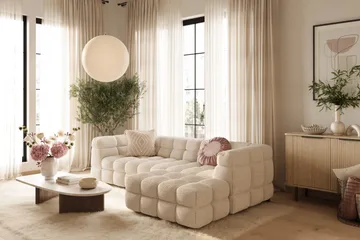 Elise Bubblig Soffgrupp 4-sits Divansoffa Höger + Fåtölj - Beige - Products - Möbler - Soffa - Soffgrupp