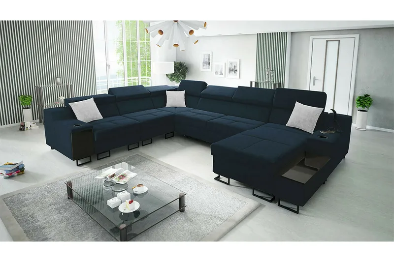 Galbally 5-sits Hörnsoffa Dark blue - Products - Möbler - Soffa - Sammetssoffa