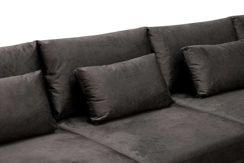 Grande 6-sits U-Soffa med Divan Vänster - Mörkgrå Sammet - Products - Möbler - Soffa - Sammetssoffa