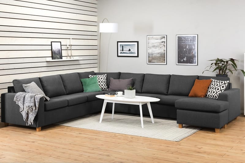 Crazy 7-sits Högervänd U-formad XX-Large Hörnsoffa med divan i Tyg - Mörkgrå - Products - Möbler - Soffa - Hörnsoffa - Hörnsoffa med divan