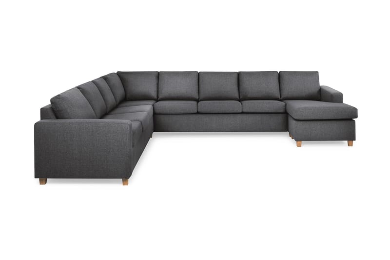 Crazy 7-sits Högervänd U-formad XX-Large Hörnsoffa med divan i Tyg, Mörkgrå