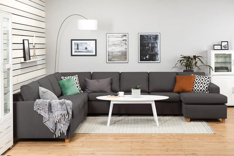 Crazy 7-sits Högervänd U-formad XX-Large Hörnsoffa med divan i Tyg - Mörkgrå - Products - Möbler - Soffa - Hörnsoffa - Hörnsoffa med divan