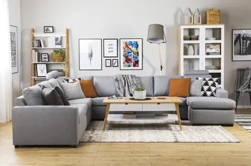 Crazy 7-sits Vändbar U-formad XX-Large Hörnsoffa med divan i Tyg - Grå - Products - Möbler - Soffa - Hörnsoffa