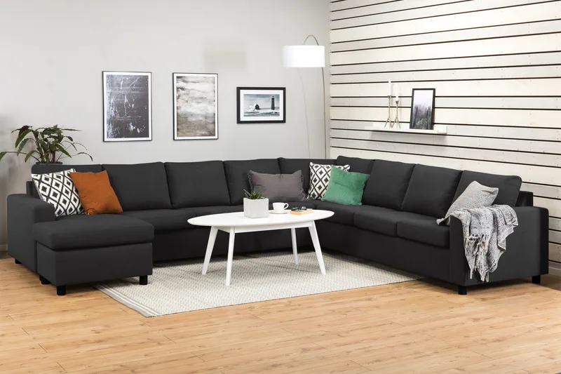 Crazy 7-sits Vändbar U-formad XX-Large Hörnsoffa med divan i Tyg - Mörkgrå / Antracit - Products - Möbler - Soffa - Hörnsoffa - Hörnsoffa med divan