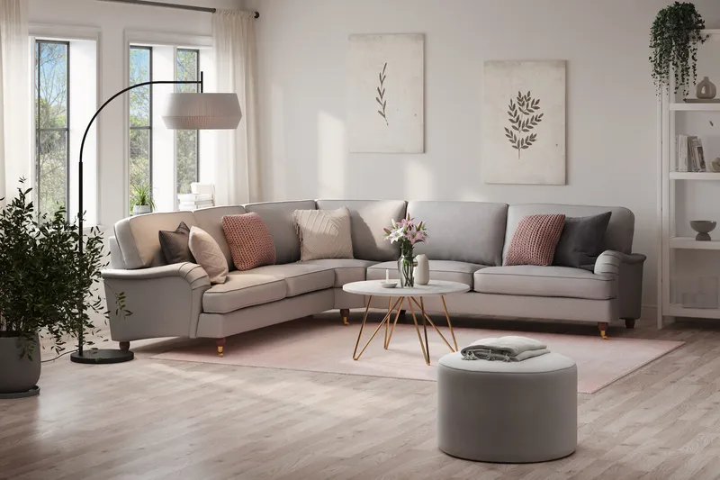 Howard Lyx 6-sits Högervänd L-formad Hörnsoffa i Tyg - Ljusgrå - Products - Möbler - Soffa - Hörnsoffa