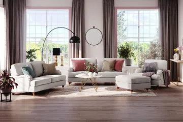 Howard Lyx 2-sits Tygsoffa - Ljusgrå - Products - Möbler - Soffa - 2 sits soffa