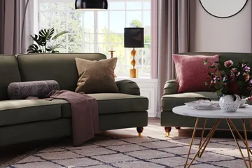 Howard Lyx 3-sits Svängd Manchestersoffa - Mörkgrön - Products - Möbler - Soffa - 3 sits soffa