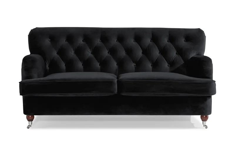 Howard Riviera 2-sits Sammetssoffa, Svart