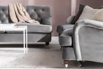 Howard Riviera 3-sits Svängd Sammetssoffa - Ljusgrå - Products - Möbler - Soffa - 3 sits soffa