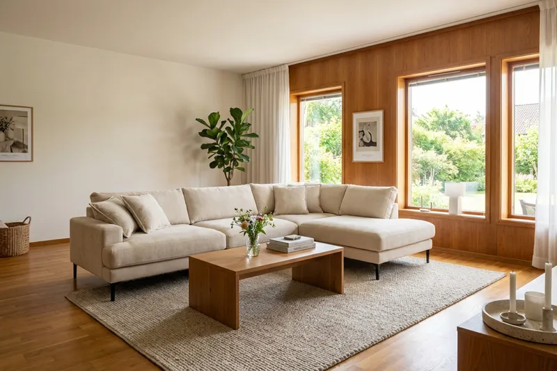 Menard Premium 5-sits Högervänd L-formad Djup Schäslongsoffa i Chenille - Beige - Products - Möbler - Soffa - Divansoffa & schäslongsoffa