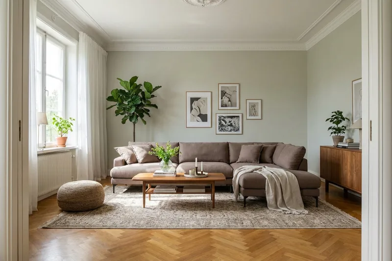 Menard Premium 5-sits Högervänd L-formad Djup Schäslongsoffa i Tyg - Brun - Products - Möbler - Soffa - Divansoffa & schäslongsoffa