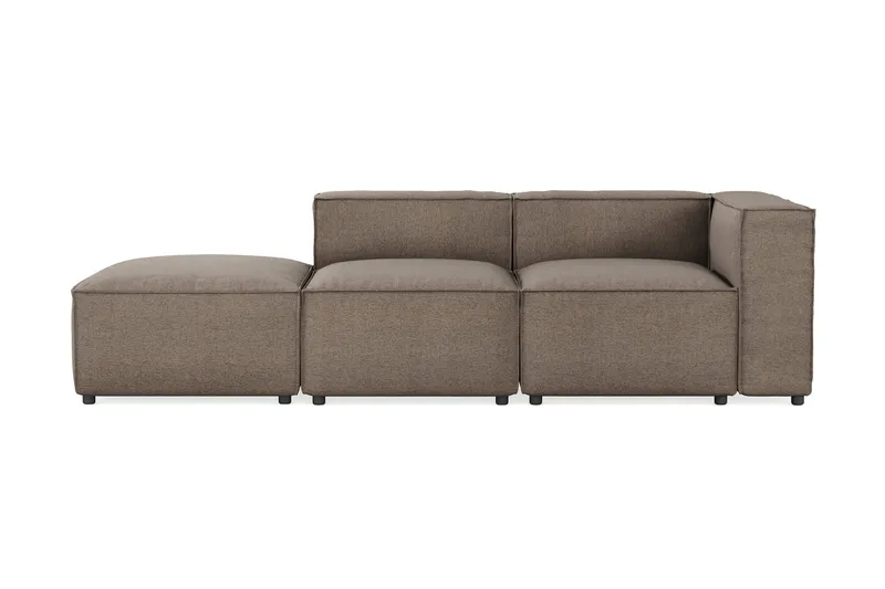 Cubo 3-sits Djup Modulsoffa + Fotpall i Tyg, Grå