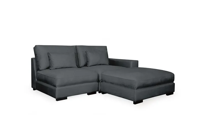 Dubai Divansoffa Höger Sammet Extra Djup - Mörkgrå - Products - Möbler - Soffa - Modulsoffa - Komplett modulsoffa