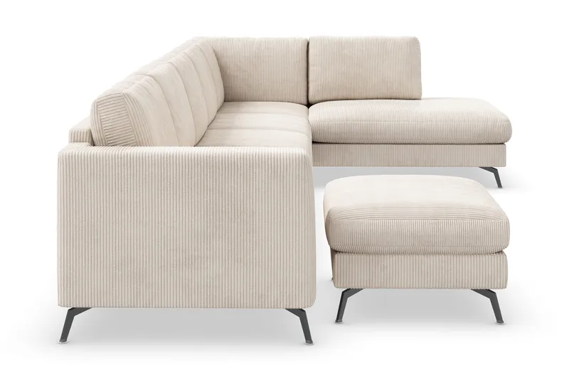 Ocean Lyx 6-sits Högervänd U-formad Soffa med Divan och Schäslong + Fotpall i Manchester - Beige - Products - Möbler - Soffa - U-soffa
