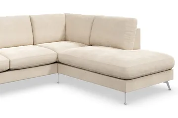 Ocean Lyx 6-sits Högervänd U-formad Soffa med Divan och Schäslong + Fotpall i Sammet - Beige - Products - Möbler - Soffa - U-soffa