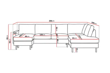 Peppe 4-sits Högervänd U-formad Soffa med Divan och Schäslong i Manchester - Brun - Products - Möbler - Soffa - U-soffa