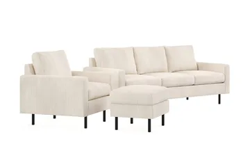 Peppe Soffgrupp 3-sits Soffa + Fåtölj + Fotpall i Manchester - Beige - Products - Möbler - Soffa - Soffgrupp