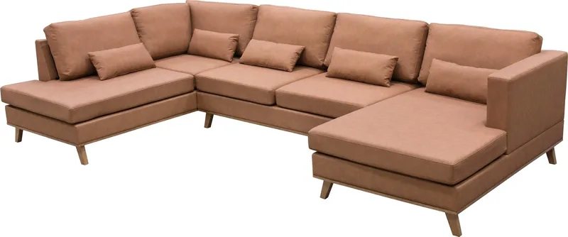 Ranger divanoffa brun PU - 322 cm lång, Cognac