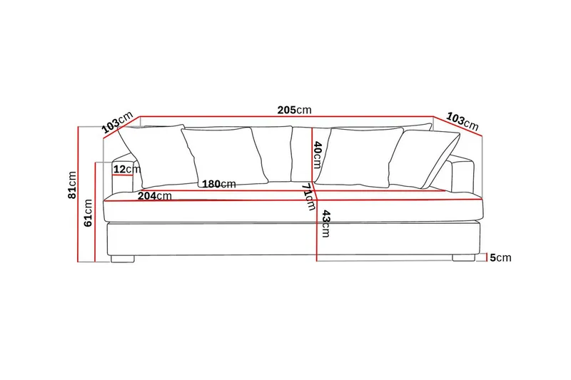 Rossita 3-sits Djup Soffa med Hel dyna i Bouclé - Beige - Products - Möbler - Soffa - 3 sits soffa
