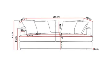 Rossita 3-sits Djup Tygsoffa - Beige - Products - Möbler - Soffa - 3 sits soffa
