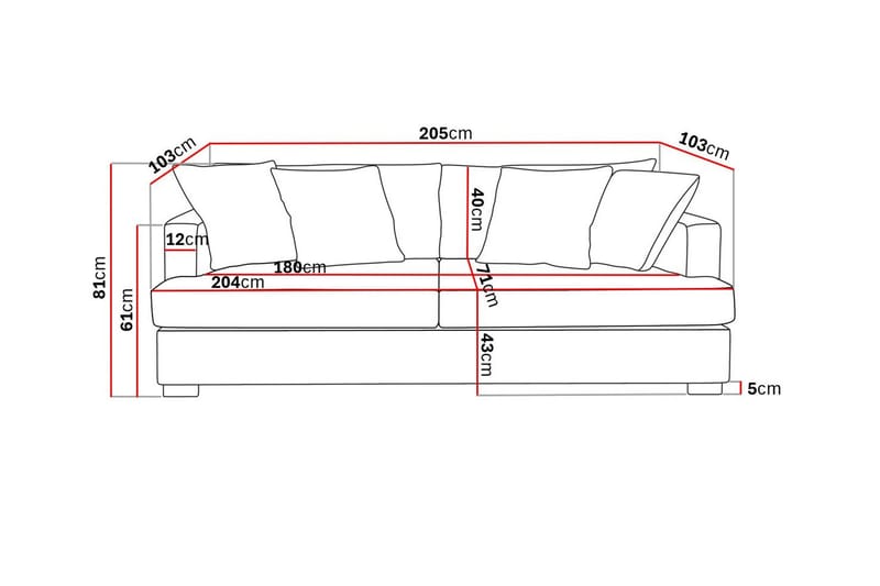 Rossita 3-sits Djup Tygsoffa - Beige - Products - Möbler - Soffa - 3 sits soffa