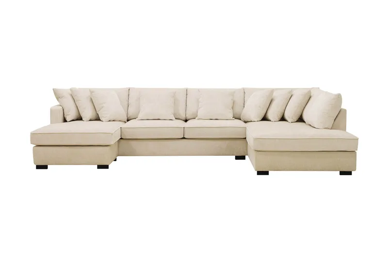 Rossita 5-sits Högervänd U-formad Djup Soffa med Divan och Schäslong i Chenille, Beige