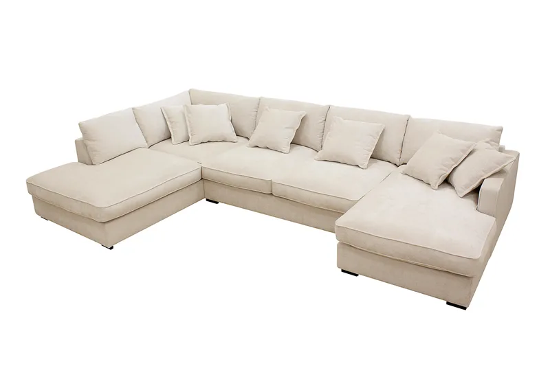 Rossita Lyx 5-sits Högervänd U-formad Extra djup Soffa med Divan och Schäslong i Chenille - Beige - Products - Möbler - Soffa - U-soffa