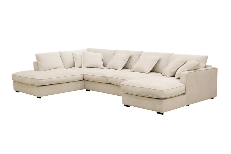 Rossita Lyx 5-sits Högervänd U-formad Extra djup Soffa med Divan och Schäslong i Chenille - Beige - Products - Möbler - Soffa - U-soffa