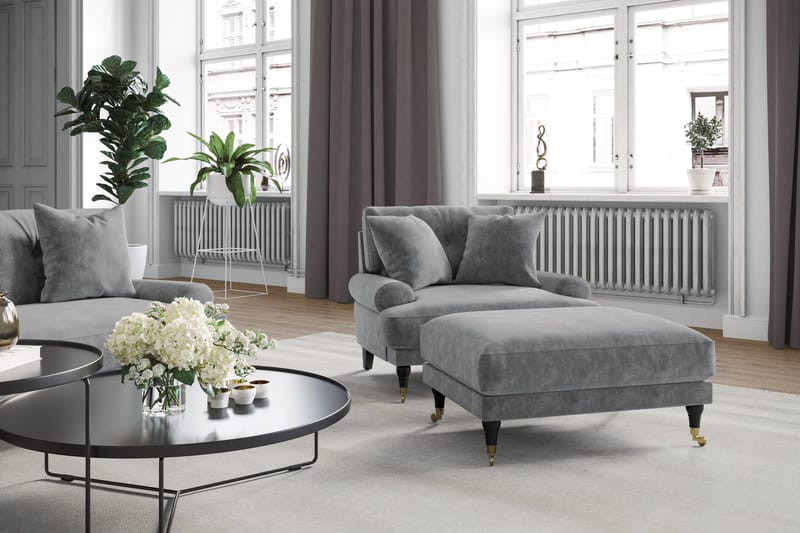 Andrew Soffgrupp 3+1 Sammet - Ljusgrå - Products - Möbler - Soffa - Soffgrupp - Howard soffgrupp