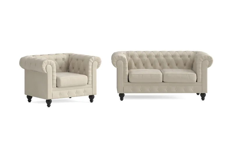 Chesterfield LYX 2+1 - SYN0000058, SYN0000063, Beige
