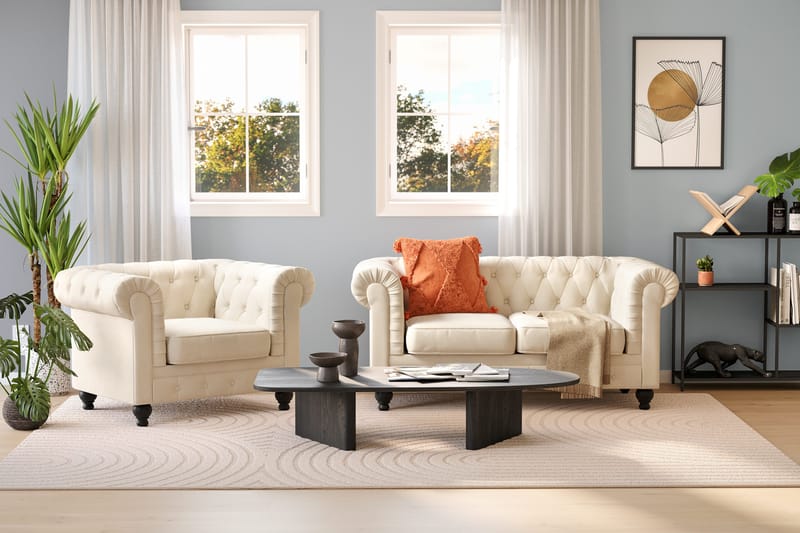 Chesterfield Lyx Soffgrupp 2-sits+Fåtölj - Beige - Products - Möbler - Soffa - Soffgrupp - Chesterfield soffgrupp