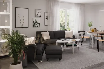 Howard Classic Soffgrupp 3-sits Soffa + Fåtölj + Fotpall i Tyg - Mörkgrå - Products - Möbler - Soffa - Soffgrupp - Howard soffgrupp