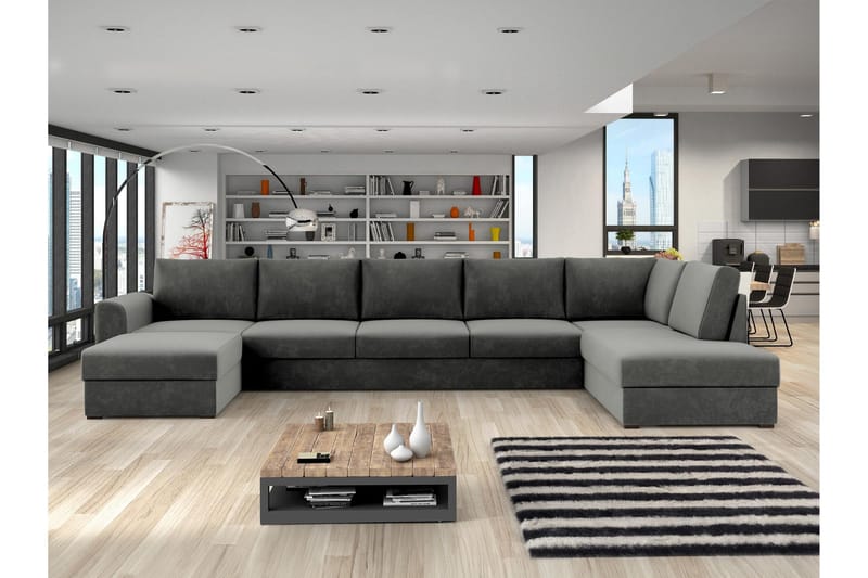 Taberk Soffa med Divan och Schäslong 5-sits - Grå - Products - Möbler - Soffa - Sammetssoffa