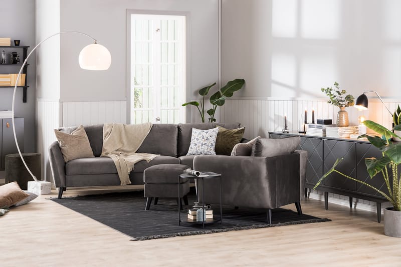 Trend 2-sits Sammetssoffa - Mörkgrå - Products - Möbler - Soffa - Sammetssoffa
