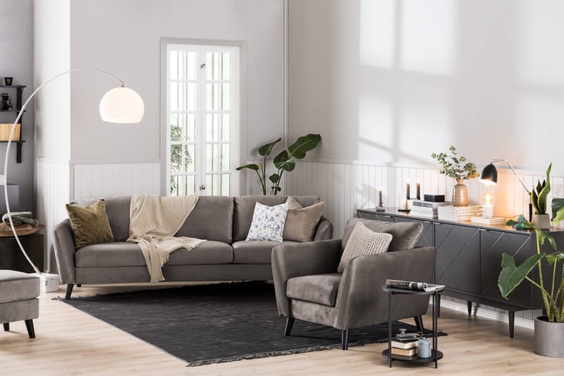 Trend 3-sits Sammetssoffa - Brun - Products - Möbler - Soffa - 3 sits soffa