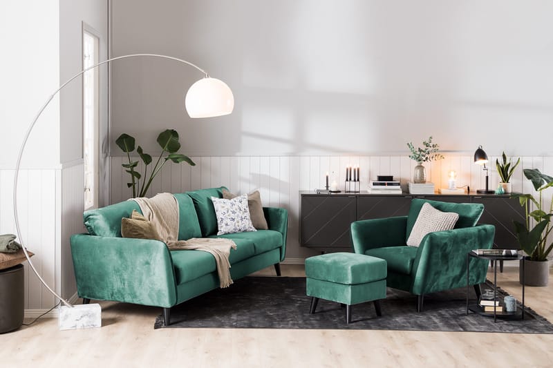 Trend 3-sits Sammetssoffa - Grön - Products - Möbler - Soffa - 3 sits soffa