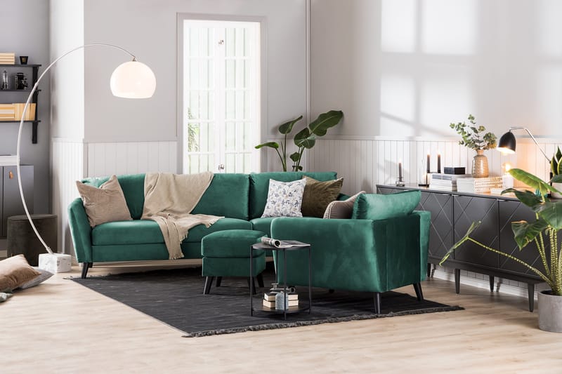 Trend 3-sits Sammetssoffa - Grön - Products - Möbler - Soffa - 3 sits soffa