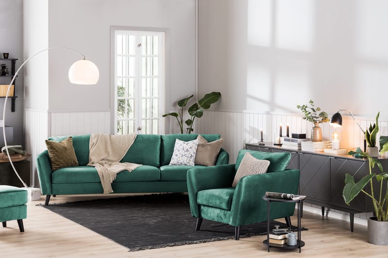 Trend 3-sits Sammetssoffa - Grön - Products - Möbler - Soffa - 3 sits soffa