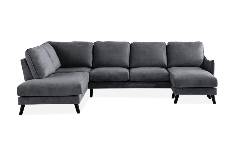 Trend Lyx U-soffa med Divan Höger, Mörkgrå/Svart