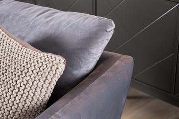 Trend Soffgrupp 3-sits + 2-sits Soffa + Fåtölj + Fotpall i Sammet - Ljusgrå - Products - Möbler - Soffa - Soffgrupp