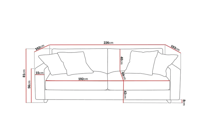 Valencia Extra Djup 3-sits Soffa i Chenille - Brun - Products - Möbler - Soffa - 3 sits soffa