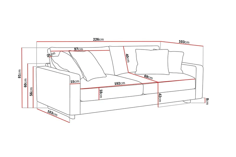 Valencia Extra Djup 3-sits Soffa i Chenille - Brun - Products - Möbler - Soffa - 3 sits soffa