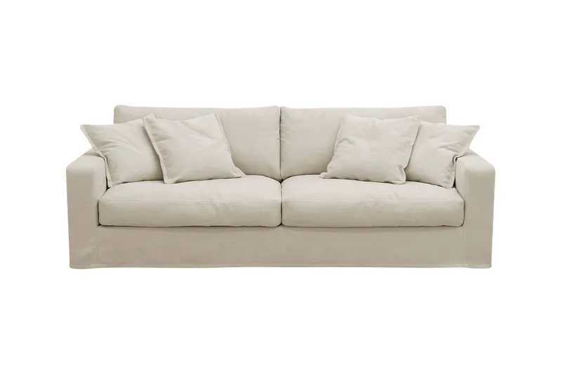 Valencia Extra Djup 3-sits Soffa med avtagbar och tvättbar klädsel, Beige