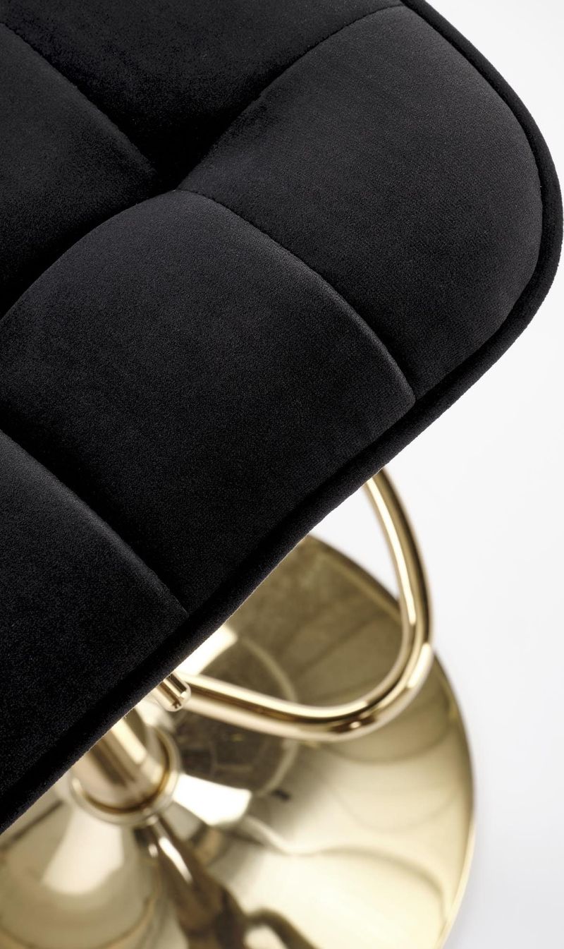 Barstol svart sammet med guldfot - Sitthöjd 62-84 cm - Svart/guld - Products - Möbler - Fåtölj & stolar - Barstol & barpall