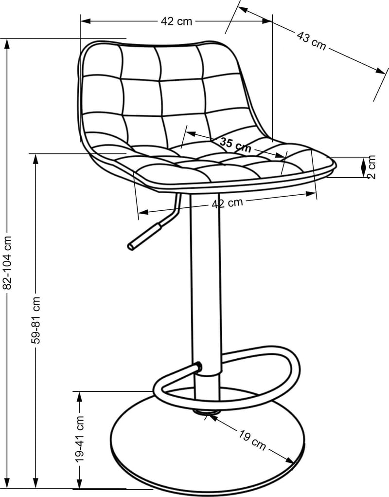 Barstol svart sammet med guldfot - Sitthöjd 62-84 cm - Svart/guld - Products - Möbler - Fåtölj & stolar - Barstol & barpall