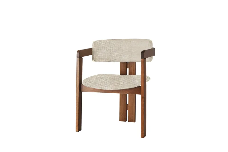 Dellon Karmstol, Ljusgrå/Valnöt