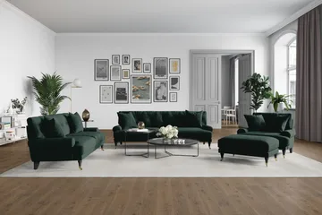 Andrew Fåtölj med Fotpall Sammet - Mörkgrön/Mässing - Products - Möbler - Fåtölj & stolar - Fåtölj - Sammetsfåtölj