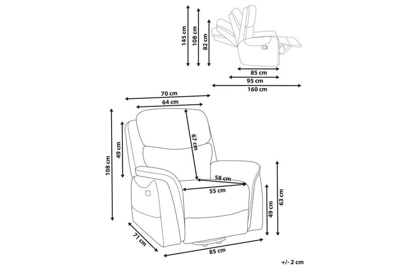 Elektrisk reclinerfåtölj Glorie Grå - Grå - Products - Möbler - Fåtölj & stolar - Fåtölj - Massagestol & massagefåtölj