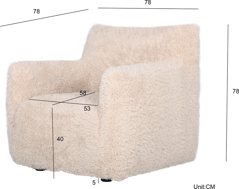 Fåtölj fluffig beige tygklädsel - beige - Products - Möbler - Fåtölj & stolar - Fåtölj