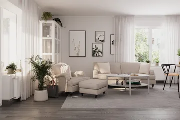 Howard Classic Fåtölj med Fotpall - Beige - Products - Möbler - Fåtölj & stolar - Fåtölj - Fåtölj med fotpall